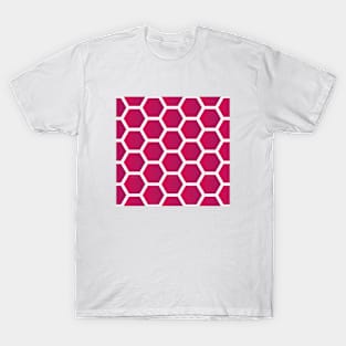 Pink Hexagon Grid Pattern T-Shirt